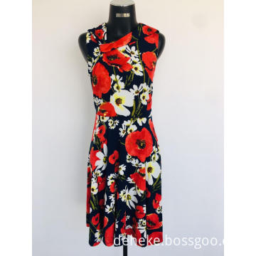 Women's knit print flower dress